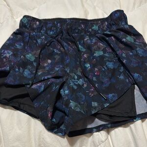 Avia Women Athletic Shorts Floral Print Black Blue Pink Built In Liner Size M